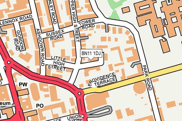 BN11 1DJ map - OS OpenMap – Local (Ordnance Survey)