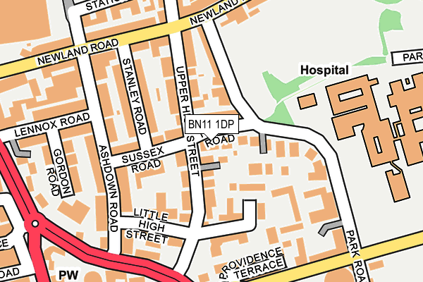 BN11 1DP map - OS OpenMap – Local (Ordnance Survey)