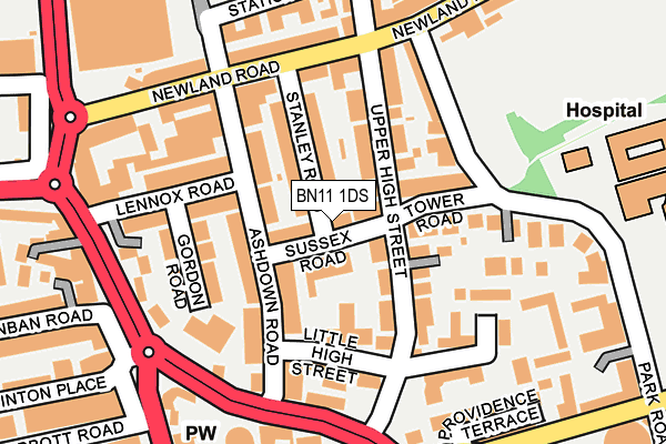 BN11 1DS map - OS OpenMap – Local (Ordnance Survey)