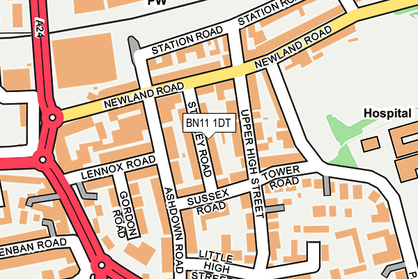 BN11 1DT map - OS OpenMap – Local (Ordnance Survey)