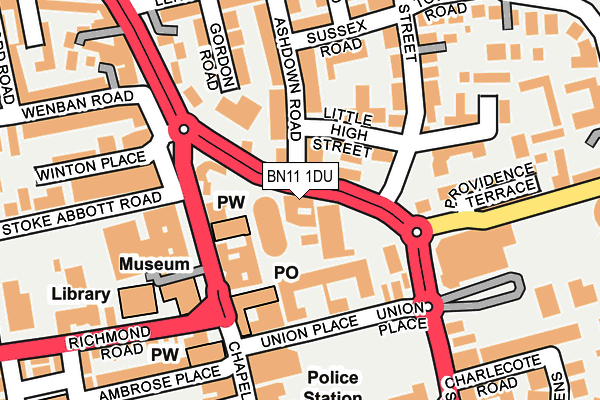 BN11 1DU map - OS OpenMap – Local (Ordnance Survey)