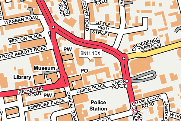 BN11 1DX map - OS OpenMap – Local (Ordnance Survey)