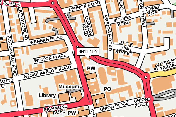 BN11 1DY map - OS OpenMap – Local (Ordnance Survey)