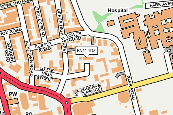 BN11 1DZ map - OS OpenMap – Local (Ordnance Survey)