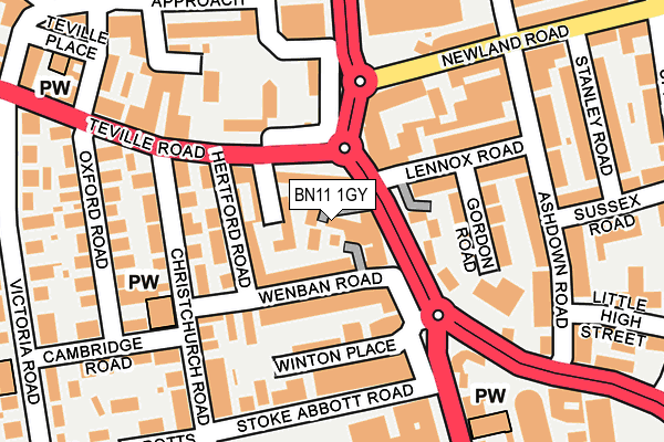 BN11 1GY map - OS OpenMap – Local (Ordnance Survey)