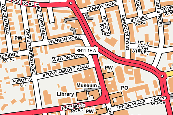 BN11 1HW map - OS OpenMap – Local (Ordnance Survey)