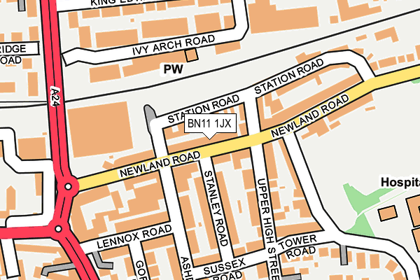 BN11 1JX map - OS OpenMap – Local (Ordnance Survey)