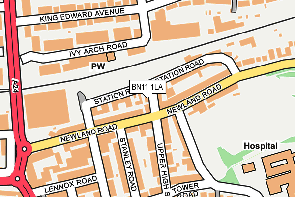 BN11 1LA map - OS OpenMap – Local (Ordnance Survey)