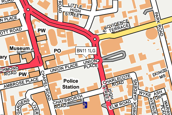 Map of WORTHING THEATRES & MUSEUM (TRADING) LIMITED at local scale
