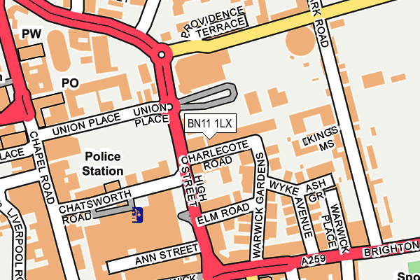 BN11 1LX map - OS OpenMap – Local (Ordnance Survey)