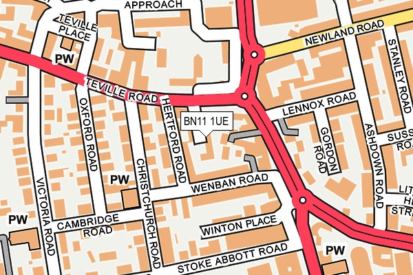 BN11 1UE map - OS OpenMap – Local (Ordnance Survey)