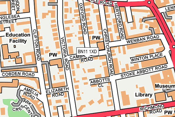 BN11 1XD map - OS OpenMap – Local (Ordnance Survey)