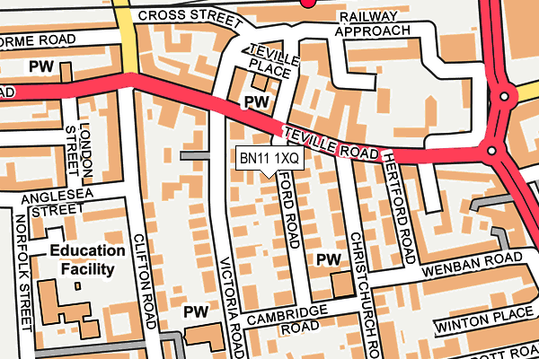 BN11 1XQ map - OS OpenMap – Local (Ordnance Survey)