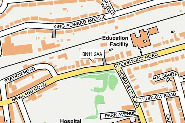BN11 2AA map - OS OpenMap – Local (Ordnance Survey)