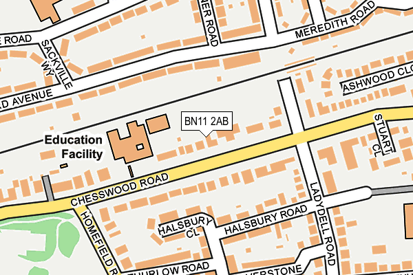BN11 2AB map - OS OpenMap – Local (Ordnance Survey)