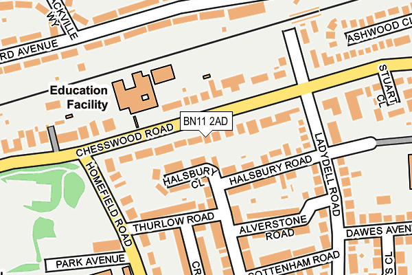 BN11 2AD map - OS OpenMap – Local (Ordnance Survey)