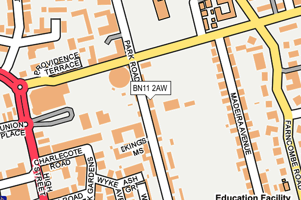 BN11 2AW map - OS OpenMap – Local (Ordnance Survey)
