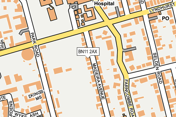 BN11 2AX map - OS OpenMap – Local (Ordnance Survey)