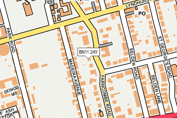 BN11 2AY map - OS OpenMap – Local (Ordnance Survey)