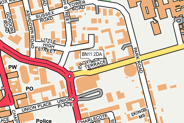 BN11 2DA map - OS OpenMap – Local (Ordnance Survey)