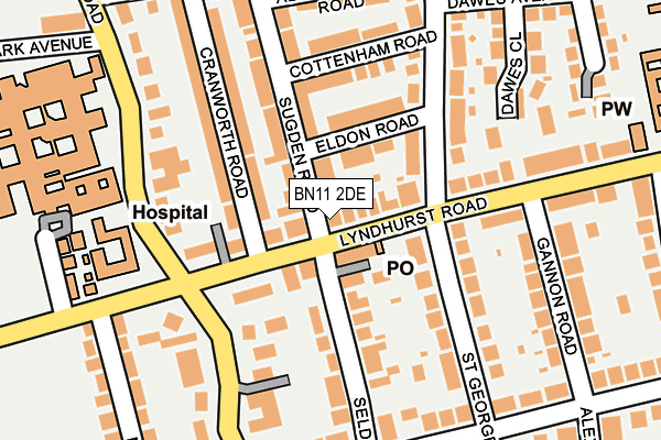 BN11 2DE map - OS OpenMap – Local (Ordnance Survey)