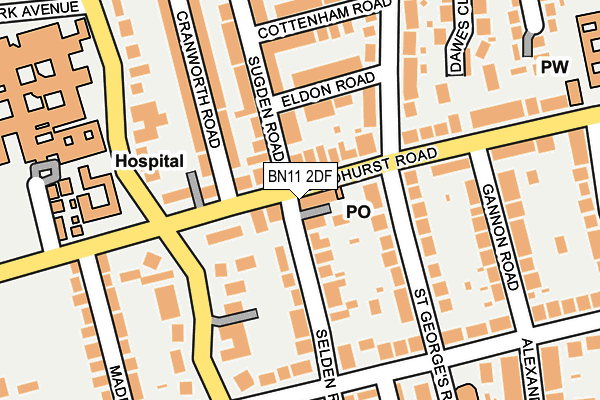 BN11 2DF map - OS OpenMap – Local (Ordnance Survey)
