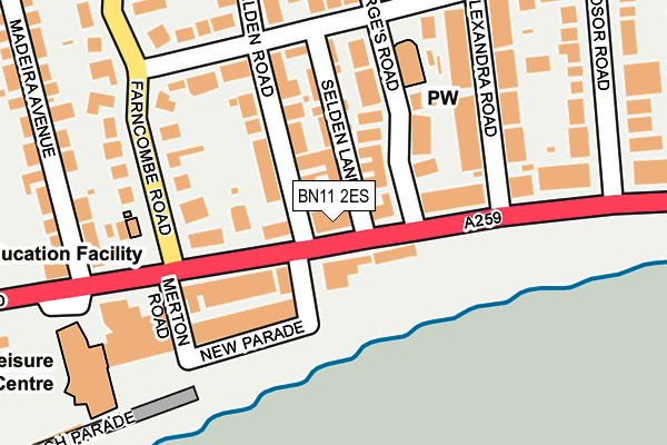 BN11 2ES map - OS OpenMap – Local (Ordnance Survey)