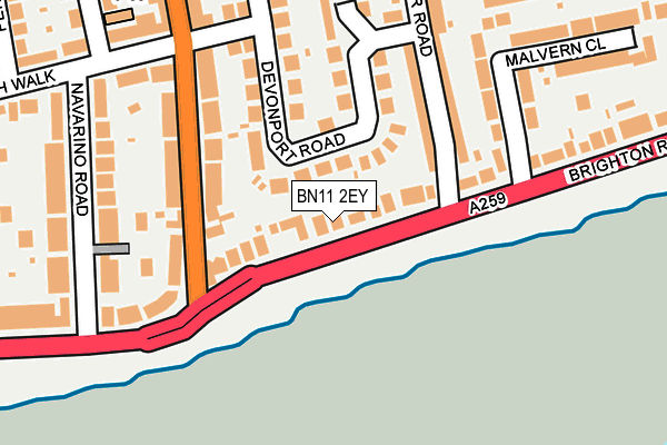 BN11 2EY map - OS OpenMap – Local (Ordnance Survey)