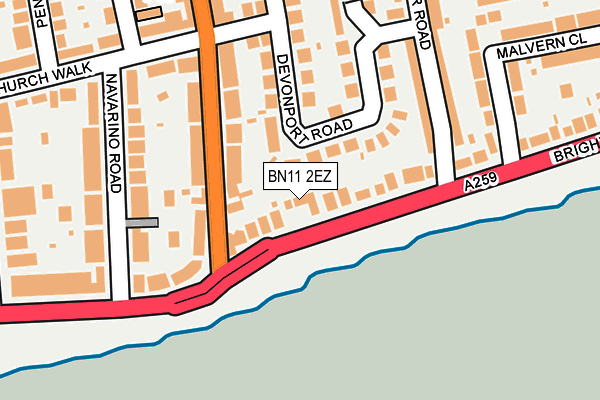 BN11 2EZ map - OS OpenMap – Local (Ordnance Survey)