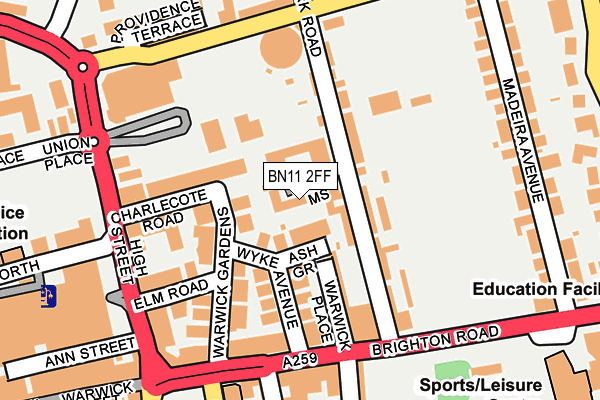 BN11 2FF map - OS OpenMap – Local (Ordnance Survey)