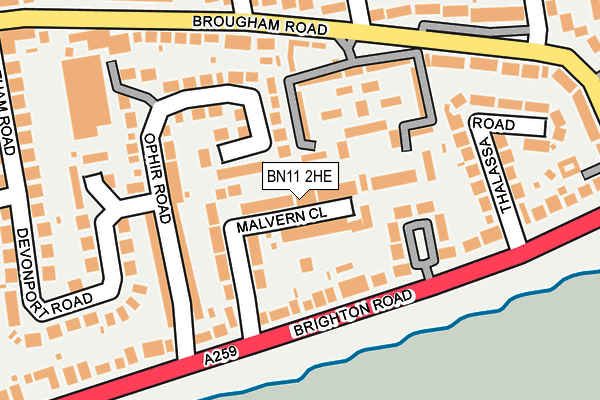 BN11 2HE map - OS OpenMap – Local (Ordnance Survey)