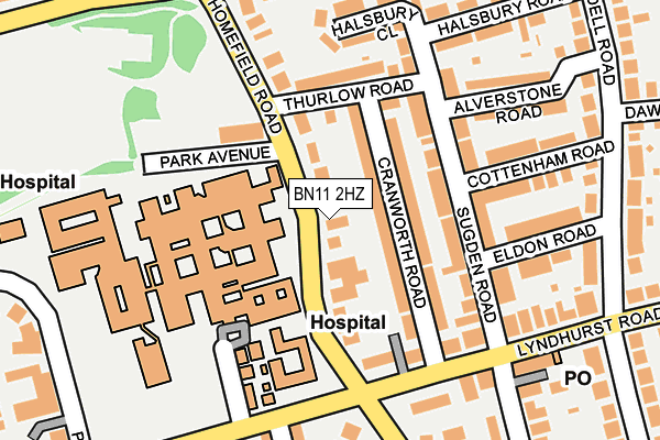 BN11 2HZ map - OS OpenMap – Local (Ordnance Survey)