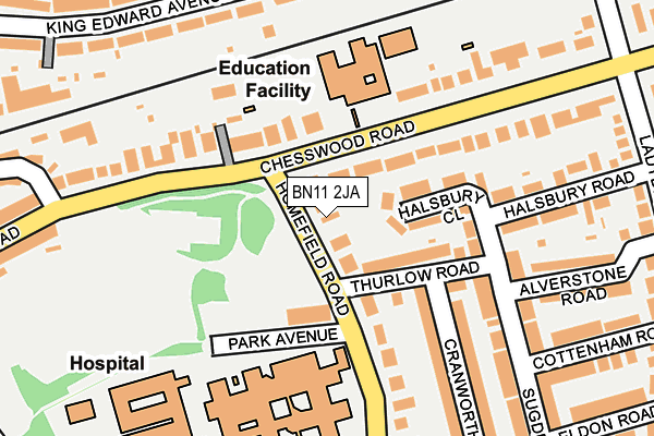 BN11 2JA map - OS OpenMap – Local (Ordnance Survey)