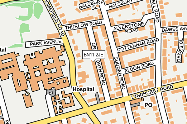 BN11 2JE map - OS OpenMap – Local (Ordnance Survey)