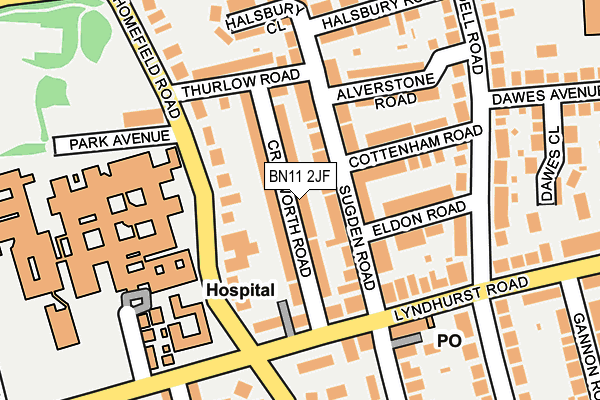 BN11 2JF map - OS OpenMap – Local (Ordnance Survey)