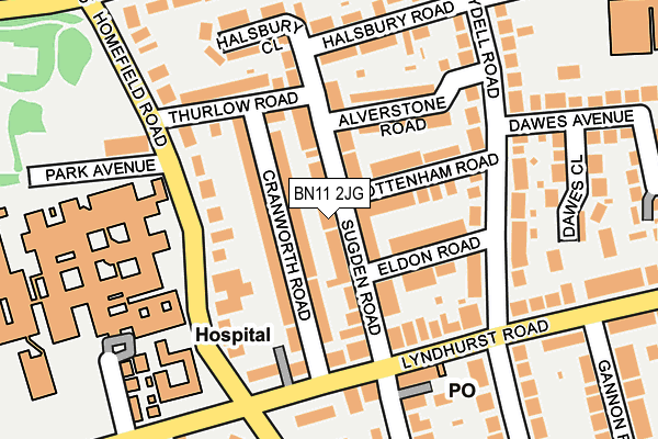 BN11 2JG map - OS OpenMap – Local (Ordnance Survey)