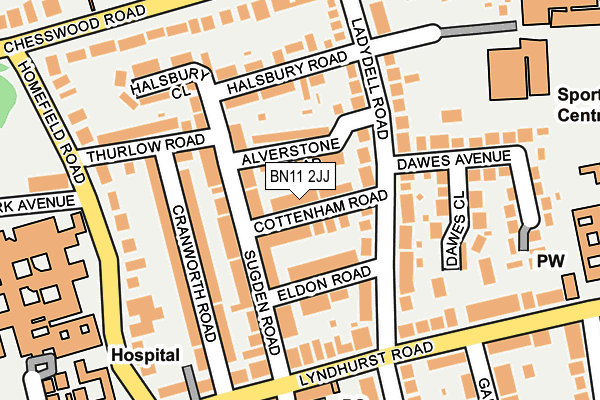 BN11 2JJ map - OS OpenMap – Local (Ordnance Survey)