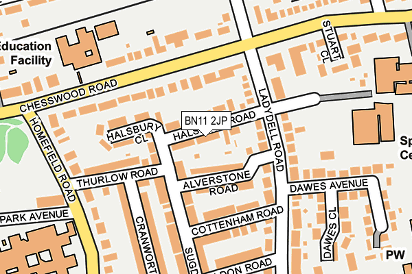 BN11 2JP map - OS OpenMap – Local (Ordnance Survey)