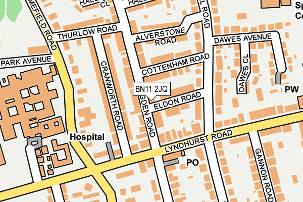 BN11 2JQ map - OS OpenMap – Local (Ordnance Survey)
