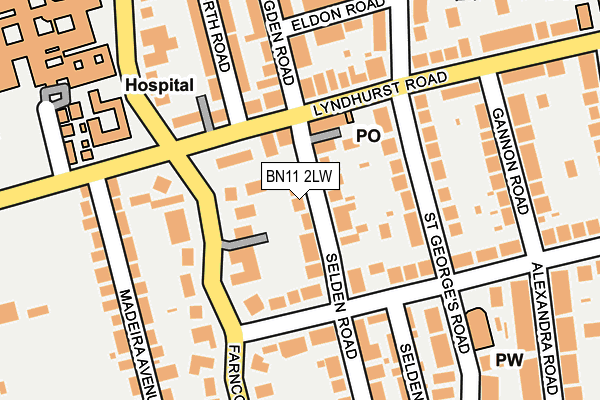BN11 2LW map - OS OpenMap – Local (Ordnance Survey)