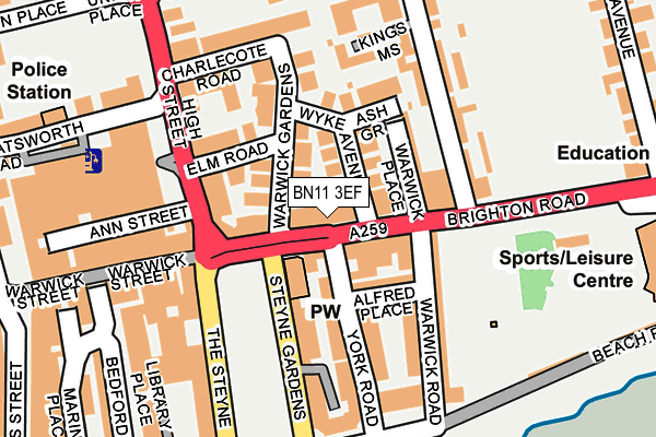 BN11 3EF map - OS OpenMap – Local (Ordnance Survey)