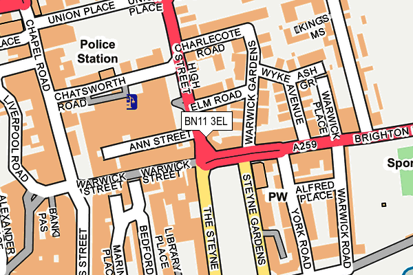 BN11 3EL map - OS OpenMap – Local (Ordnance Survey)