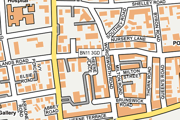 BN11 3GD map - OS OpenMap – Local (Ordnance Survey)
