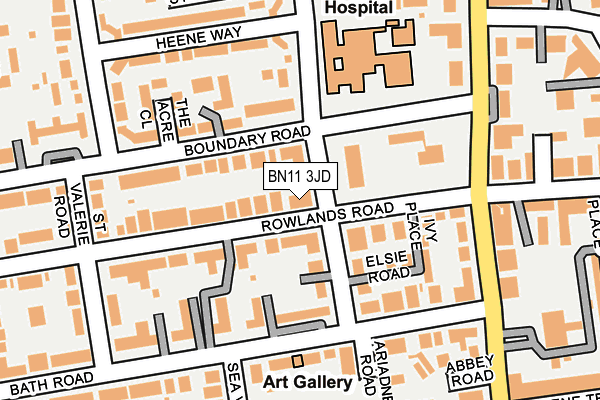 BN11 3JD map - OS OpenMap – Local (Ordnance Survey)