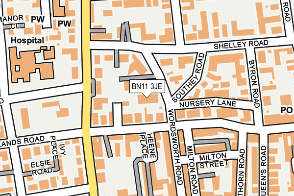 BN11 3JE map - OS OpenMap – Local (Ordnance Survey)