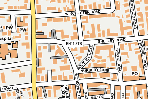BN11 3TB map - OS OpenMap – Local (Ordnance Survey)