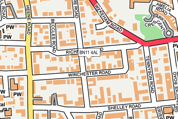 BN11 4AL map - OS OpenMap – Local (Ordnance Survey)