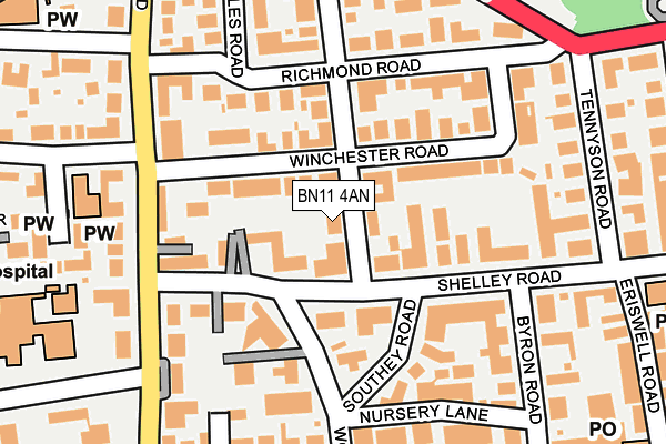 BN11 4AN map - OS OpenMap – Local (Ordnance Survey)