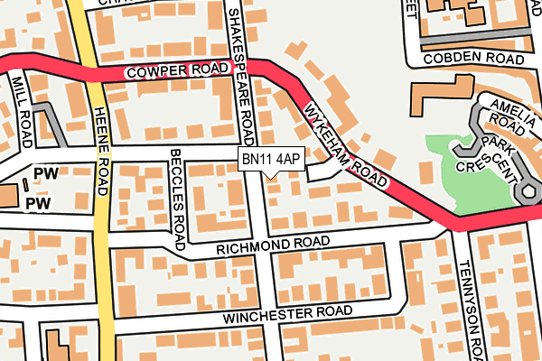 BN11 4AP map - OS OpenMap – Local (Ordnance Survey)