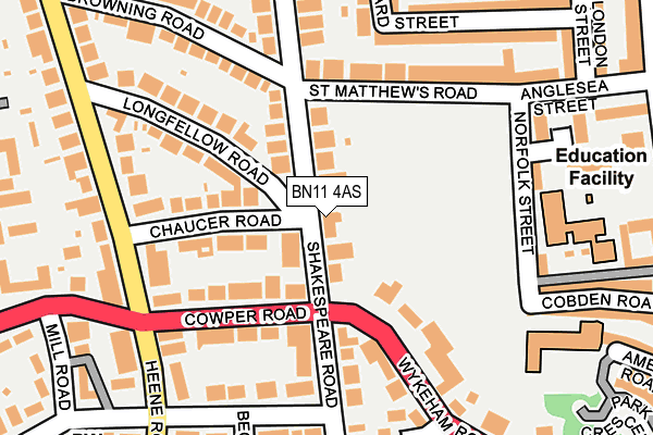 BN11 4AS map - OS OpenMap – Local (Ordnance Survey)